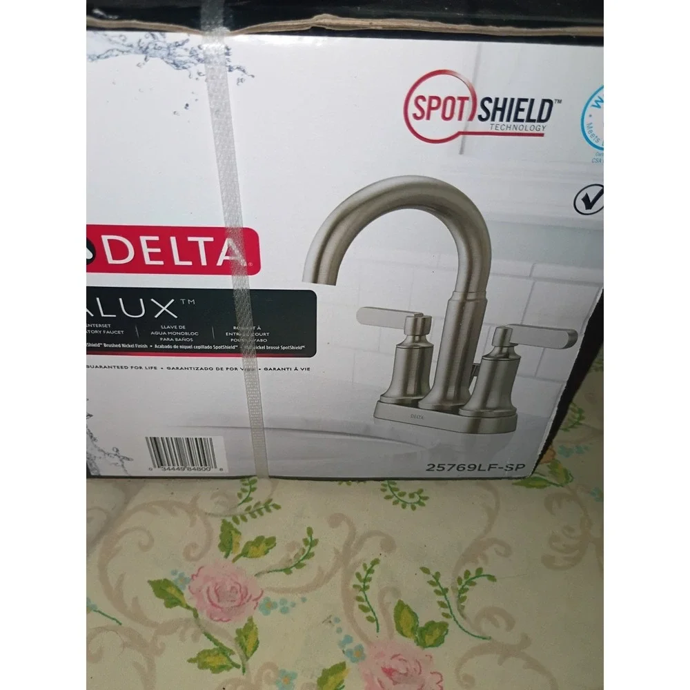 Delta 25769LF-SP Alux SpotShield Brushed Nickel 2-handle 4-in Centerset Bathroom